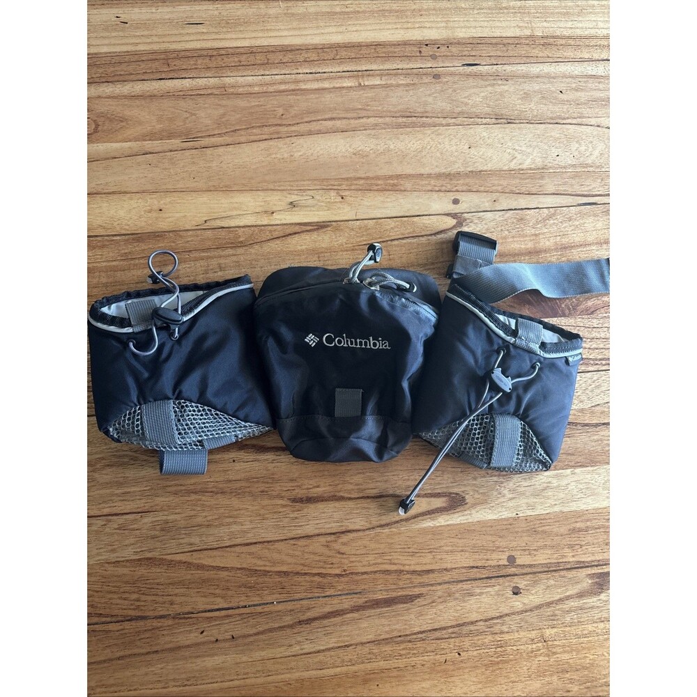 Columbia Hydration Holster Waist Fanny Pack Black Multi Zip Pocket Hiking